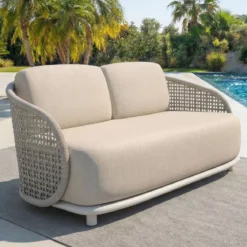 Set da giardino effetto rattan e alluminio 4 posti 5 pezzi Riviera Beige