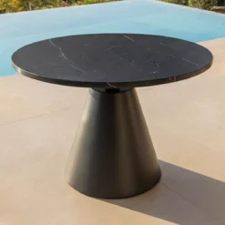 Set da giardino effetto rattan e alluminio 4 posti 5 pezzi Riviera Grigio antracite