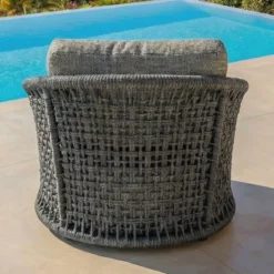 Set da giardino effetto rattan e alluminio 4 posti 5 pezzi Riviera Grigio antracite