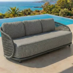 Set da giardino effetto rattan e alluminio 5 posti 5 pezzi Riviera Grigio antracite