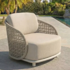 Set da giardino effetto rattan e alluminio 8 posti 6 pezzi Riviera Beige