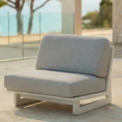 Set da giardino in alluminio 8 posti 6 pezzi Long Beach Bianco cenere e grigio chiaro