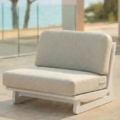 Set da giardino in alluminio 5 posti 5 pezzi Long Beach Bianco cenere e beige