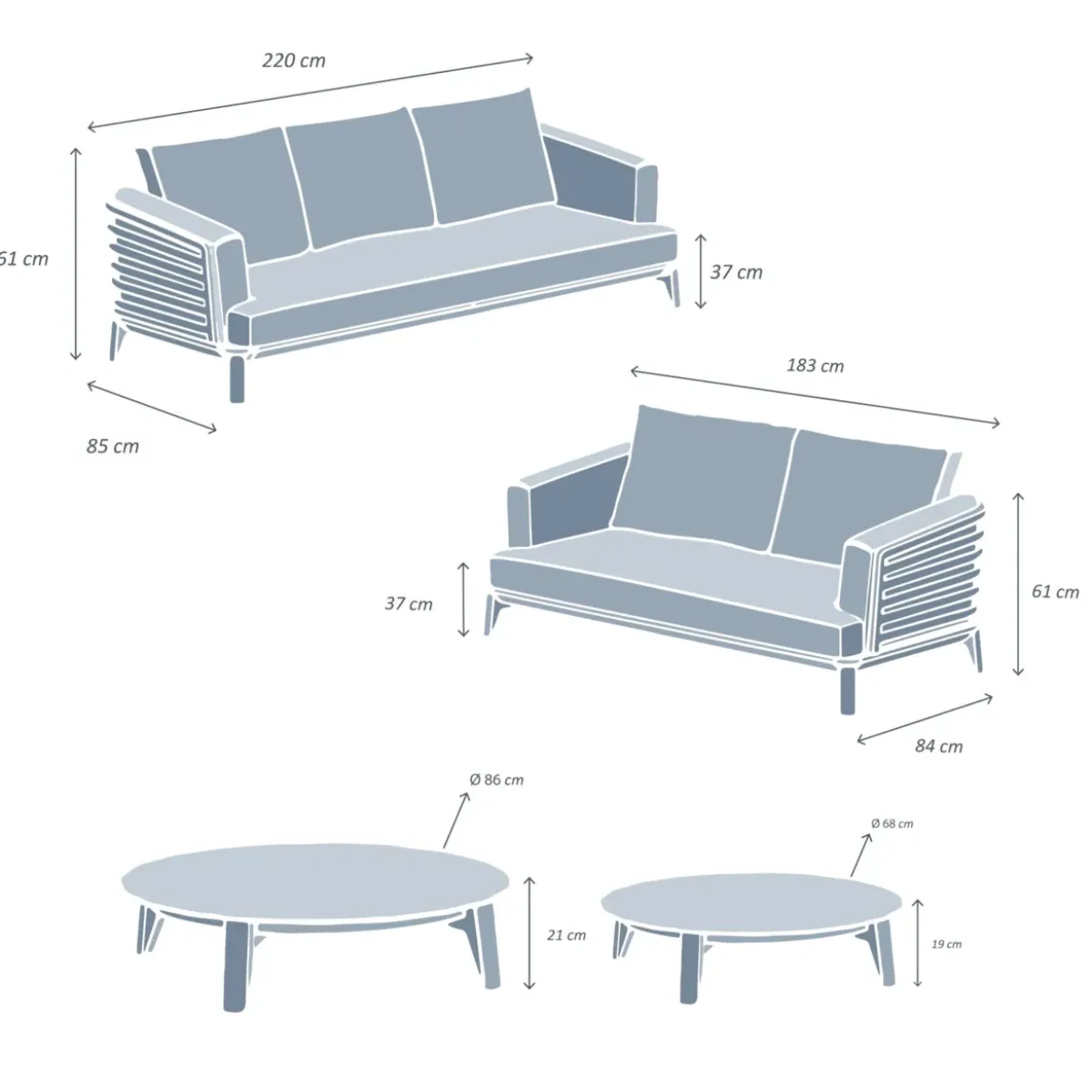 Set da giardino in alluminio 5 posti 4 pezzi Monte Carlo Grigio antracite e terracotta