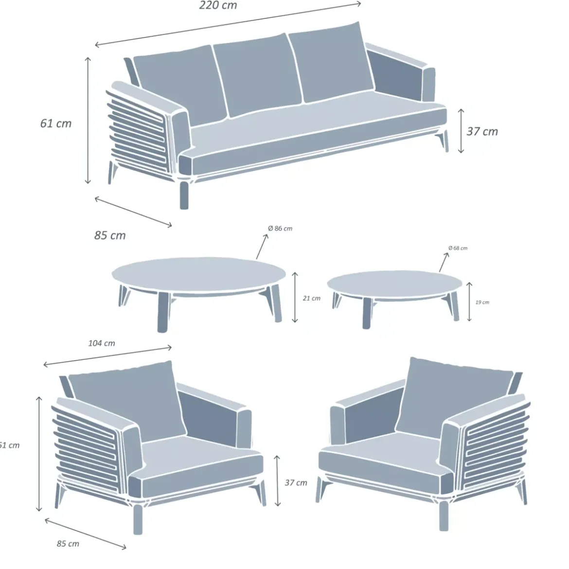 Set da giardino in alluminio 5 posti 4 pezzi Monte Carlo Grigio antracite e terracotta