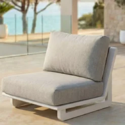 Set da giardino in alluminio 5 posti 5 pezzi Long Beach Bianco cenere e tortora