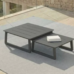 Set da giardino in alluminio 5 posti 5 pezzi Long Beach Grigio antracite e tortora
