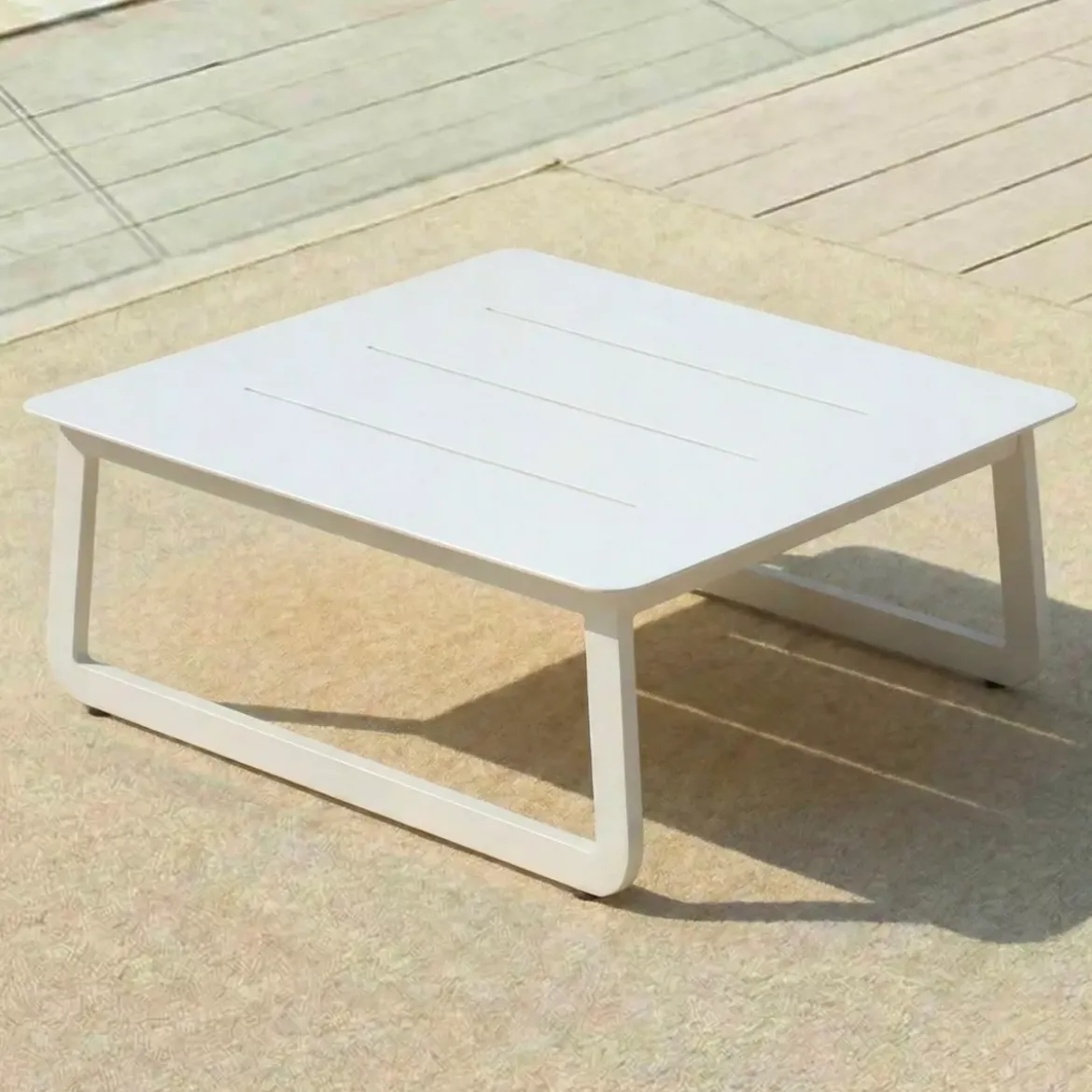 Set da giardino in alluminio 4 posti 4 pezzi Long Beach Bianco cenere e beige