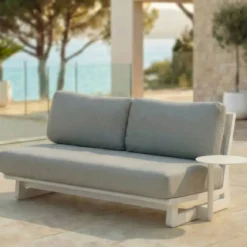 Set da giardino in alluminio 7 posti 6 pezzi Long Beach Bianco cenere e beige