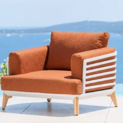 Set da giardino in alluminio 2 posti 3 pezzi Monte Carlo Bianco e terracotta