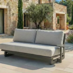 Set da giardino in alluminio 7 posti 6 pezzi Long Beach Grigio antracite e tortora