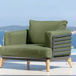 Set da giardino in alluminio 4 posti 5 pezzi Monte Carlo Grigio antracite e verde rosmarino
