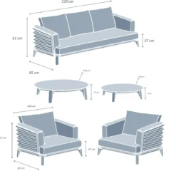 Set da giardino in alluminio 5 posti 5 pezzi Monte Carlo Bianco e terracotta