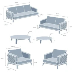 Set da giardino in alluminio 7 posti 6 pezzi Monte Carlo Bianco e terracotta
