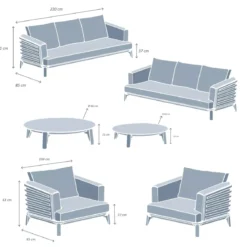 Set da giardino in alluminio 8 posti 6 pezzi Monte Carlo Grigio antracite e verde rosmarino
