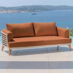 Set da giardino in alluminio 9 posti 12 pezzi Monte Carlo Bianco e terracotta