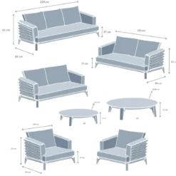 Set da giardino in alluminio 9 posti 12 pezzi Monte Carlo Grigio antracite e terracotta