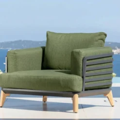 Set da giardino in alluminio 9 posti 12 pezzi Monte Carlo Grigio antracite e verde rosmarino