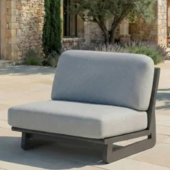 Set da giardino in alluminio 2 posti 3 pezzi Long Beach Grigio antracite e grigio chiaro
