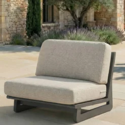 Set da giardino in alluminio 8 posti 6 pezzi Long Beach Grigio antracite e tortora