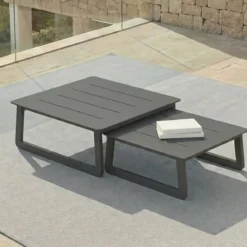 Set da giardino in alluminio 8 posti 6 pezzi Long Beach Grigio antracite e tortora