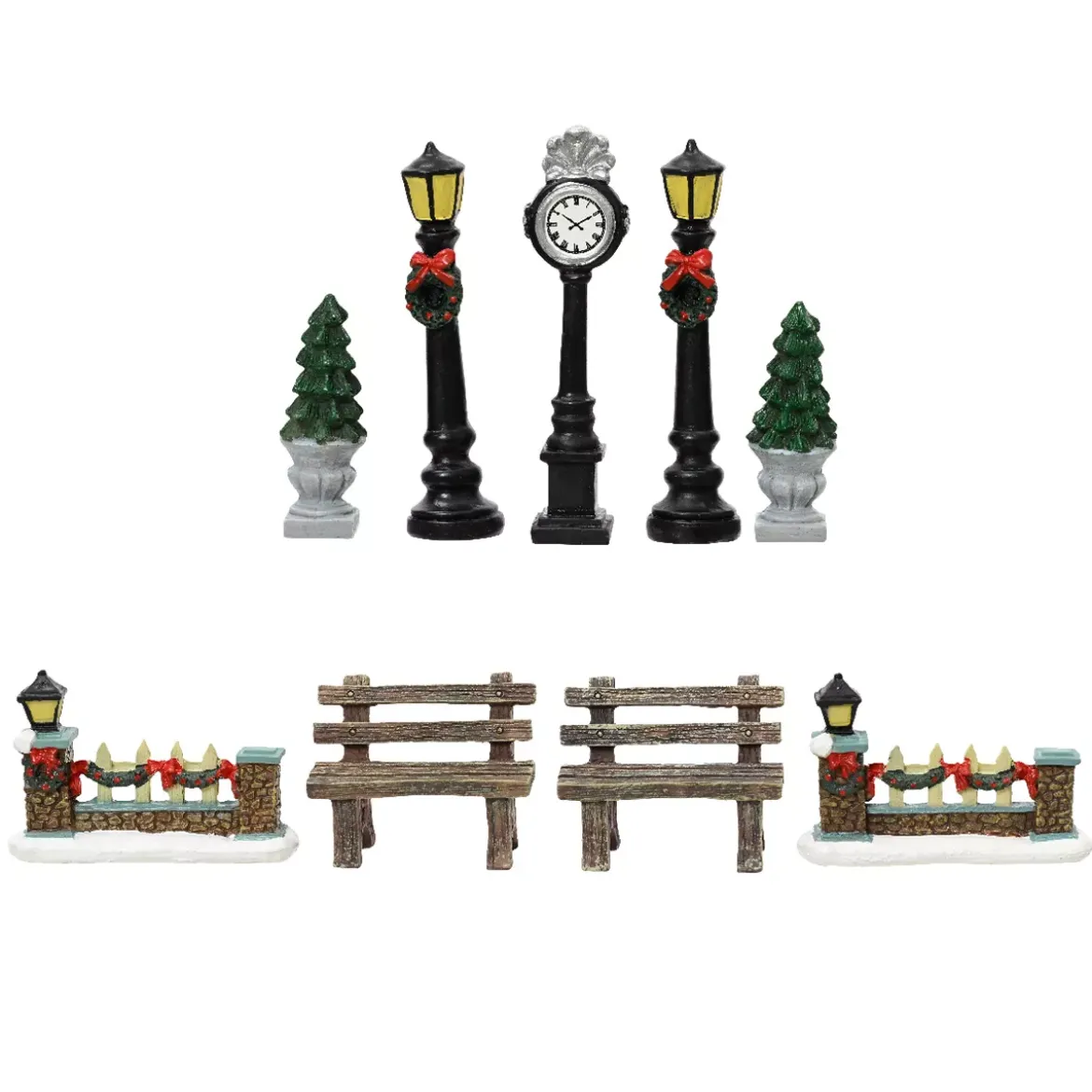 Set di 9 accessori (H12 cm) Arredo urbano per villaggio