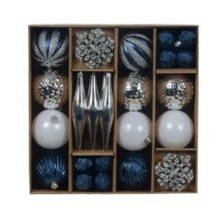Set di addobbi per l'albero di Natale Christmas Blu argento e bianco