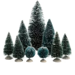 Set di 9 alberi Verde innevato per la creazione di un villaggio