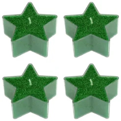 Set di 4 Candele per scaldavivande Stelle Verde glitterato