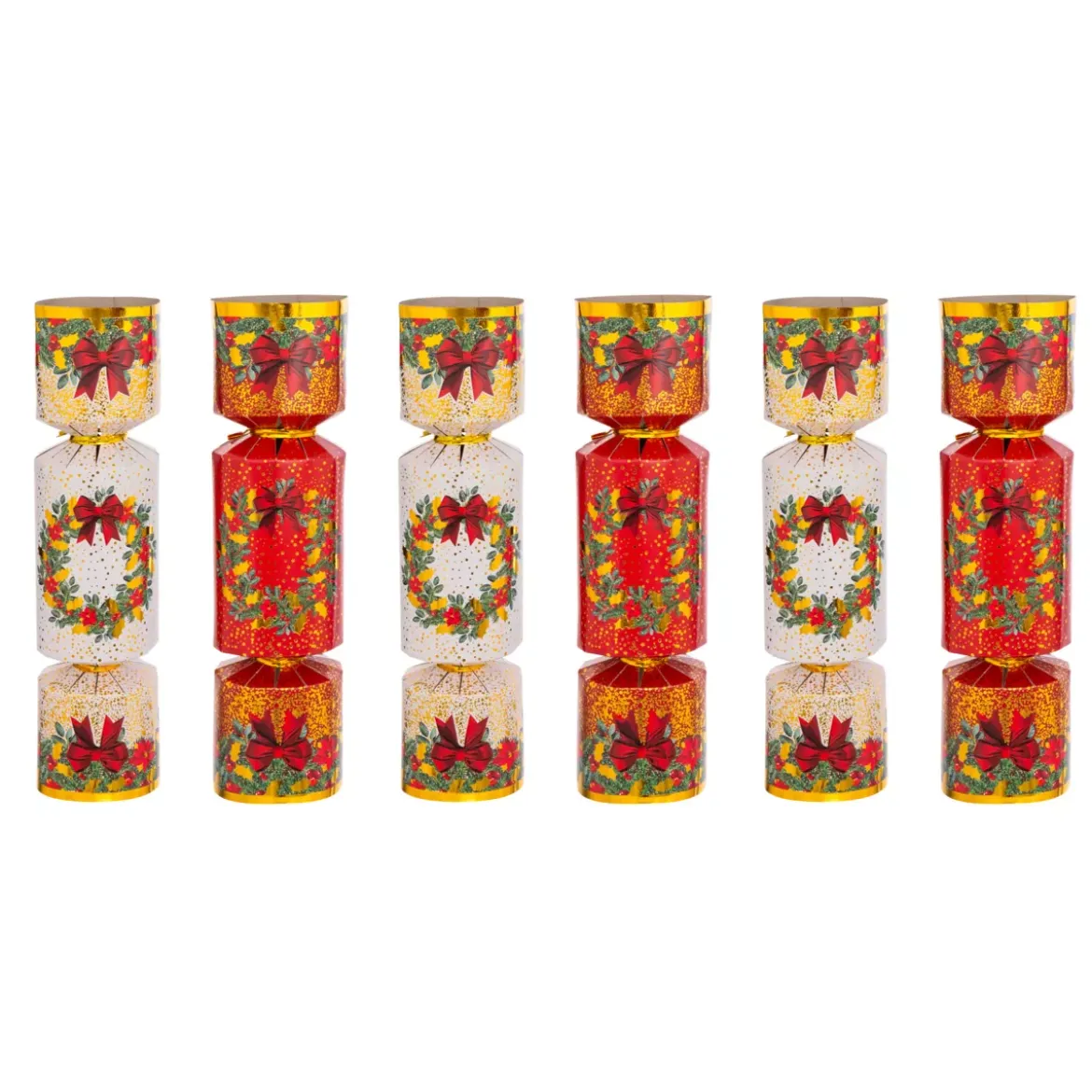 Set di 6 crackers natalizi Festività Rosso e Bianco