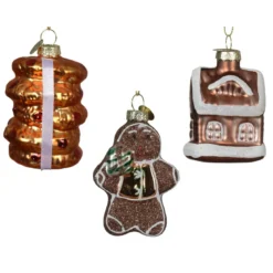 Set di 3 decorazioni da appendere in vetro (H11 cm) Delizie di Natale