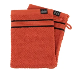 Set di due guanti in spugna di cotone Black Line Terracotta / nero