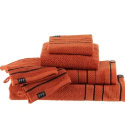Set di due guanti in spugna di cotone Black Line Terracotta / nero