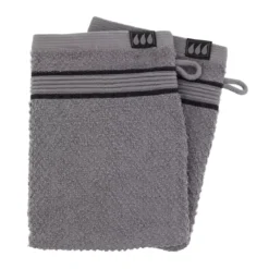 Set di due guanti in spugna di cotone Black Line Grigio / nero