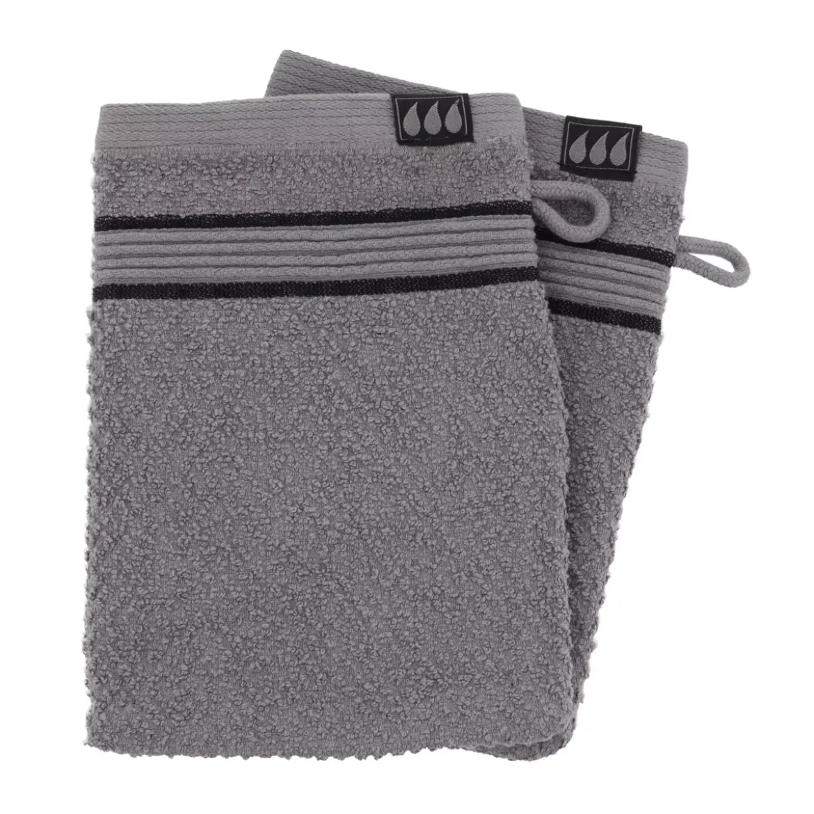 Set di due guanti in spugna di cotone Black Line Grigio / nero