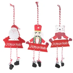 Set di 3 figurine di Natale da appendere (H14) Pantins Rosso