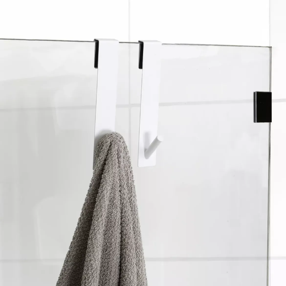 Set di 2 ganci speciale parete doccia (H18 cm) Bianco