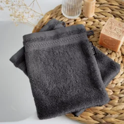 Set di 2 guanti da bagno cotone bio (15 x 21 cm) Méline Grigio tempesta