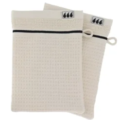 Set di 2 guanti da bagno cotone nido d'ape (15 x 21 cm) Japandi Beige