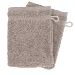 Set di 2 guanti da bagno in cotone (15 x 21 cm) Timeless Tortora