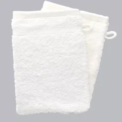 Set di 2 guanti da bagno in cotone (15 x 21 cm) Timeless Bianco