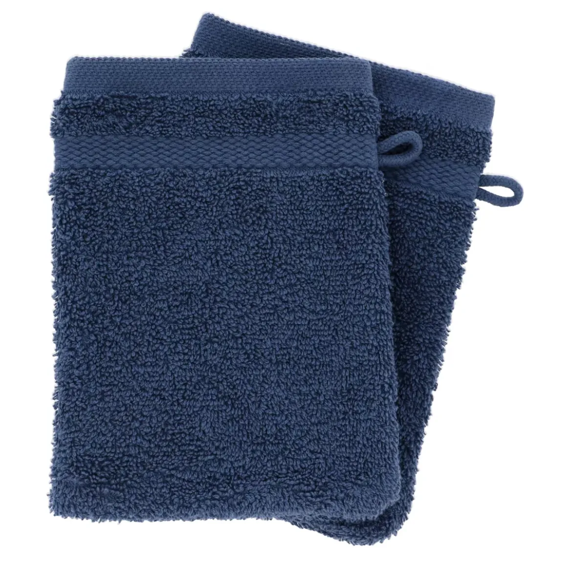 Set di 2 guanti da bagno in cotone (15 x 21 cm) Timeless Blu marino