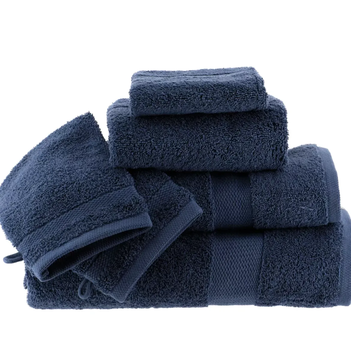 Set di 2 guanti da bagno in cotone (15 x 21 cm) Timeless Blu marino