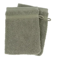 Set di 2 guanti da bagno in cotone (15 x 21 cm) Timeless Verde cachi