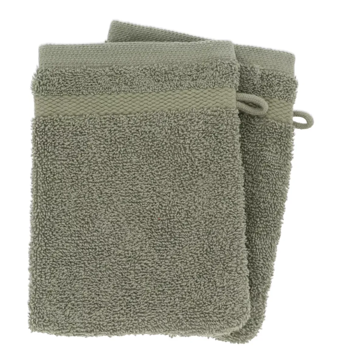 Set di 2 guanti da bagno in cotone (15 x 21 cm) Timeless Verde cachi