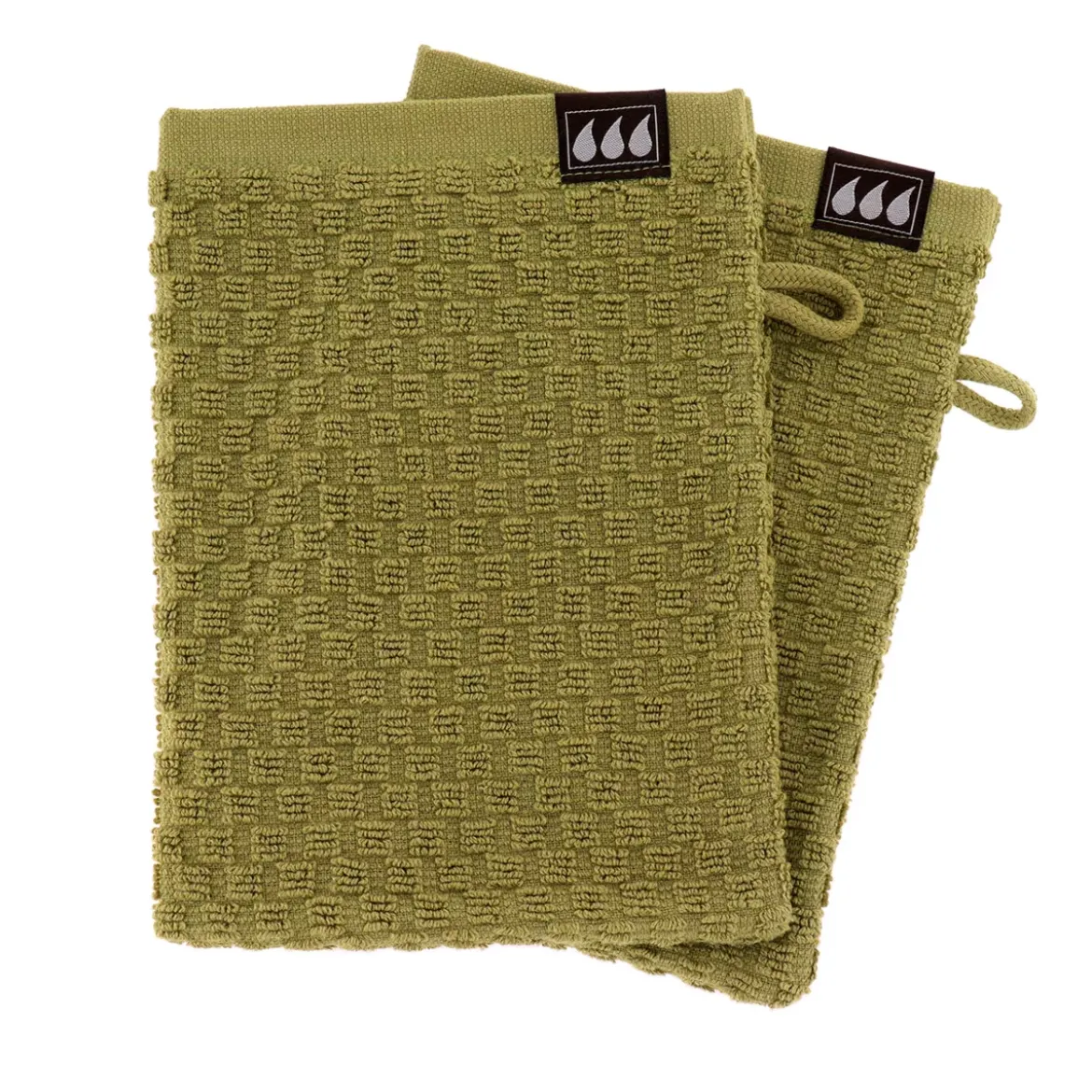 Set di 2 guanti da toilette in cotone (15 x 21 cm) Boho-chic Verde oliva