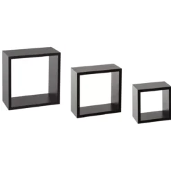 Set di 3 mensole Cube Nero Modello piccolo