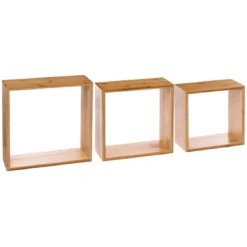 Set di 3 mensole cubo Fixy Bambù Naturale
