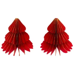 Set di 2 mini Alberi decorativi (H6 cm) in carta magnetica Rossa