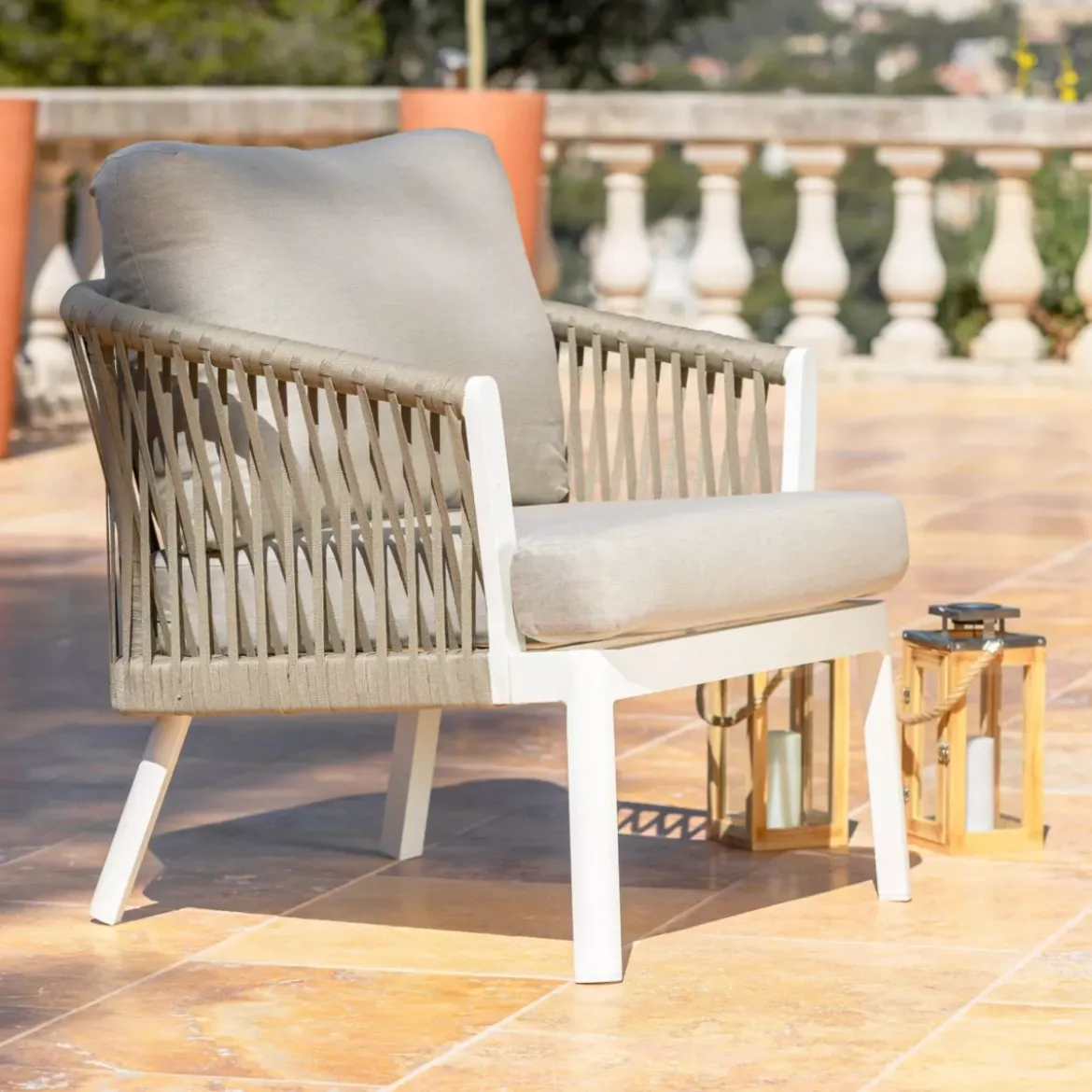 Set di mobili da giardino Amalfi Bianco 5 posti